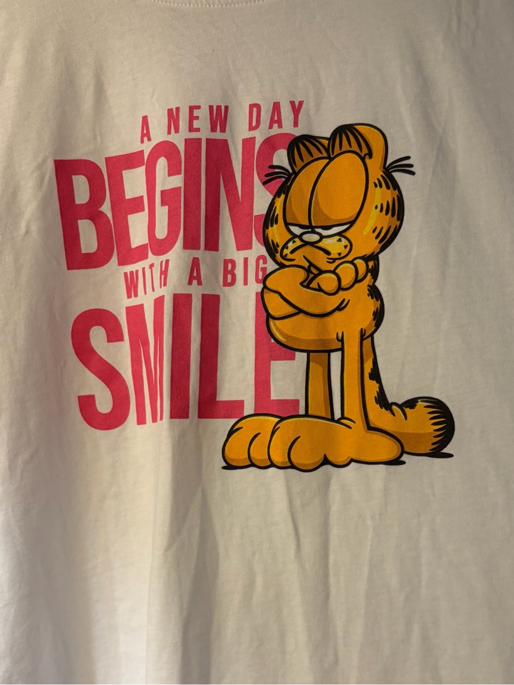 Women’s 4x Garfield 'A New Day Begins With A Big Smile' White T-Shirt